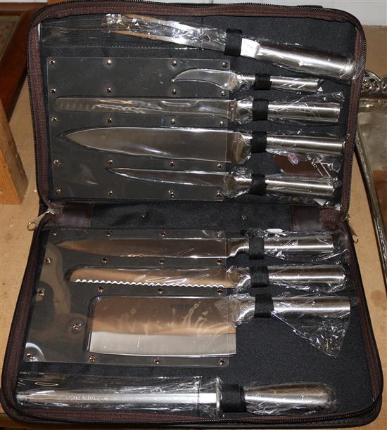 Cased Swiss modern canteen of cutlery and carving set